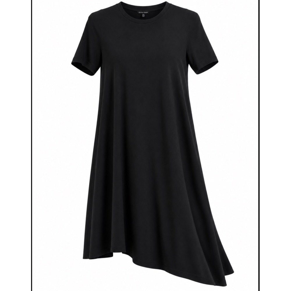 Eileen Fisher M Women Stretch Round Neck Short Sleeve T Shirt Midi Dress A Line